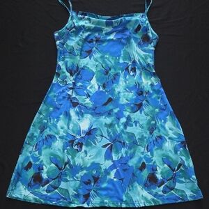 Floral Blue and Green Slip Dress